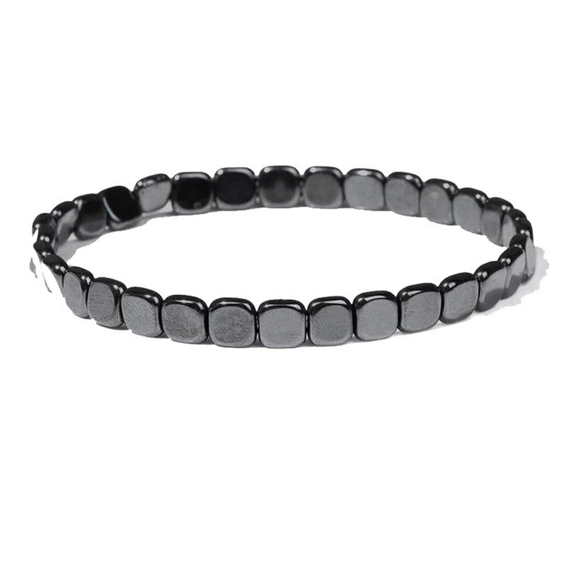 Hematite Black Stone Elastic Bead Bracelet
