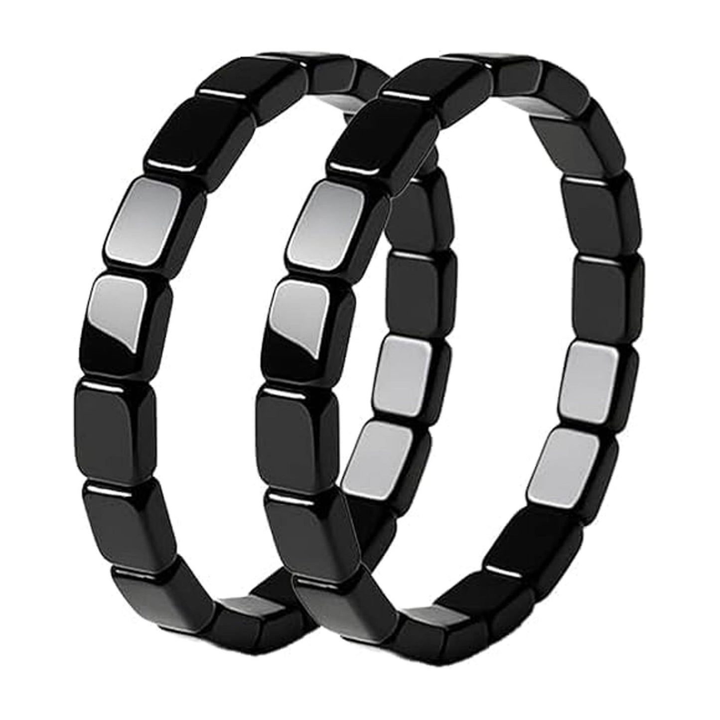 Nexpulse black obsidian bracelet with square beads on a white background