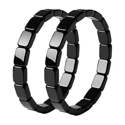 Nexpulse black obsidian bracelet with square beads on a white background