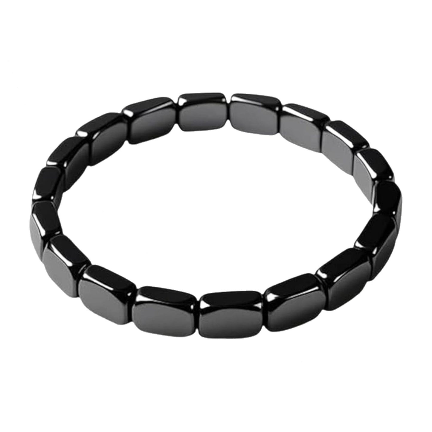 Nexpulse obsidian bracelet elastic stretch cord detail, no clasp