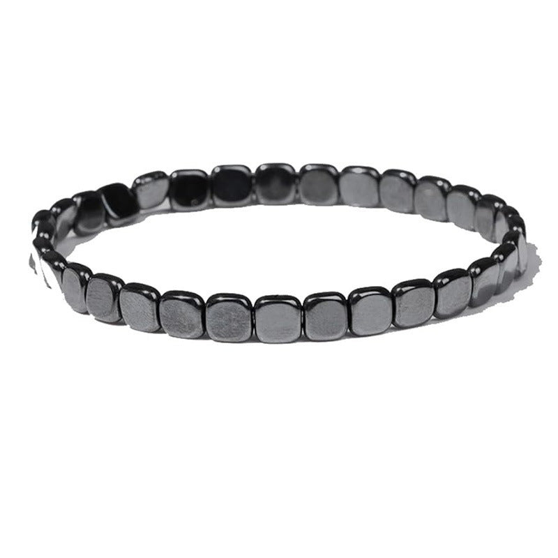 Hematite Black Stone Elastic Bead Bracelet