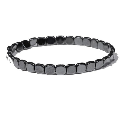 Hematite Black Stone Elastic Bead Bracelet